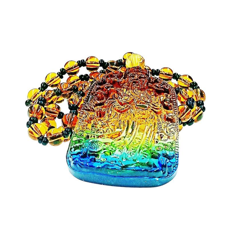Chinese Style Three Colours Guanyin Buddha Necklace Pendant Exquisite Mascot Sweater Chain Fashion Jewelry Holiday Gift