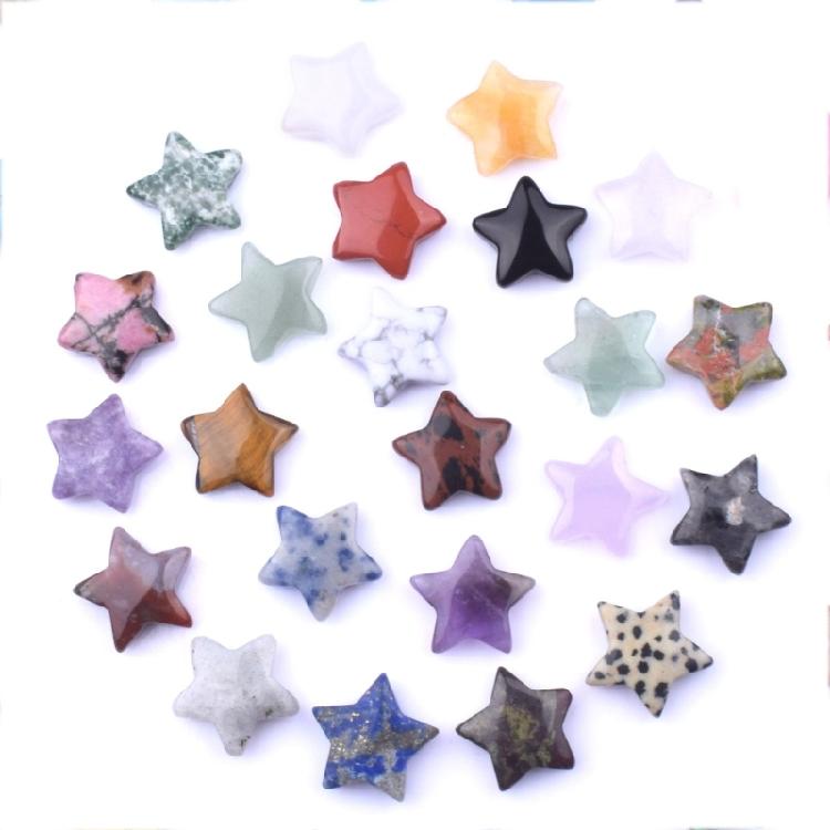 20Pcs Colorful Miniature Star Ornament 20x20mm Tiny Stone Star Decoration For Tabletop Bookshelf Festival Decoration