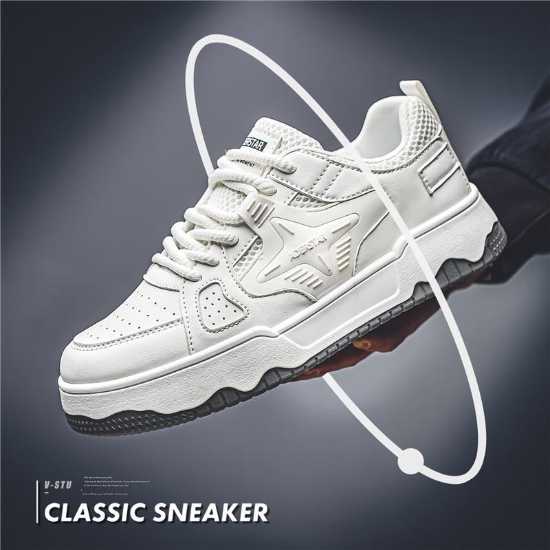 

Мужская обувь 2024 года, новые летние чисто-белые универсальные повседневные туфли Star Board, молодежные спортивные туфли на толстой подошве с высоким приливом 39 белый