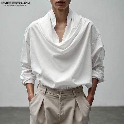 Men Swing Collar Long Sleeve Buttons Casual Loose Shirts Tops