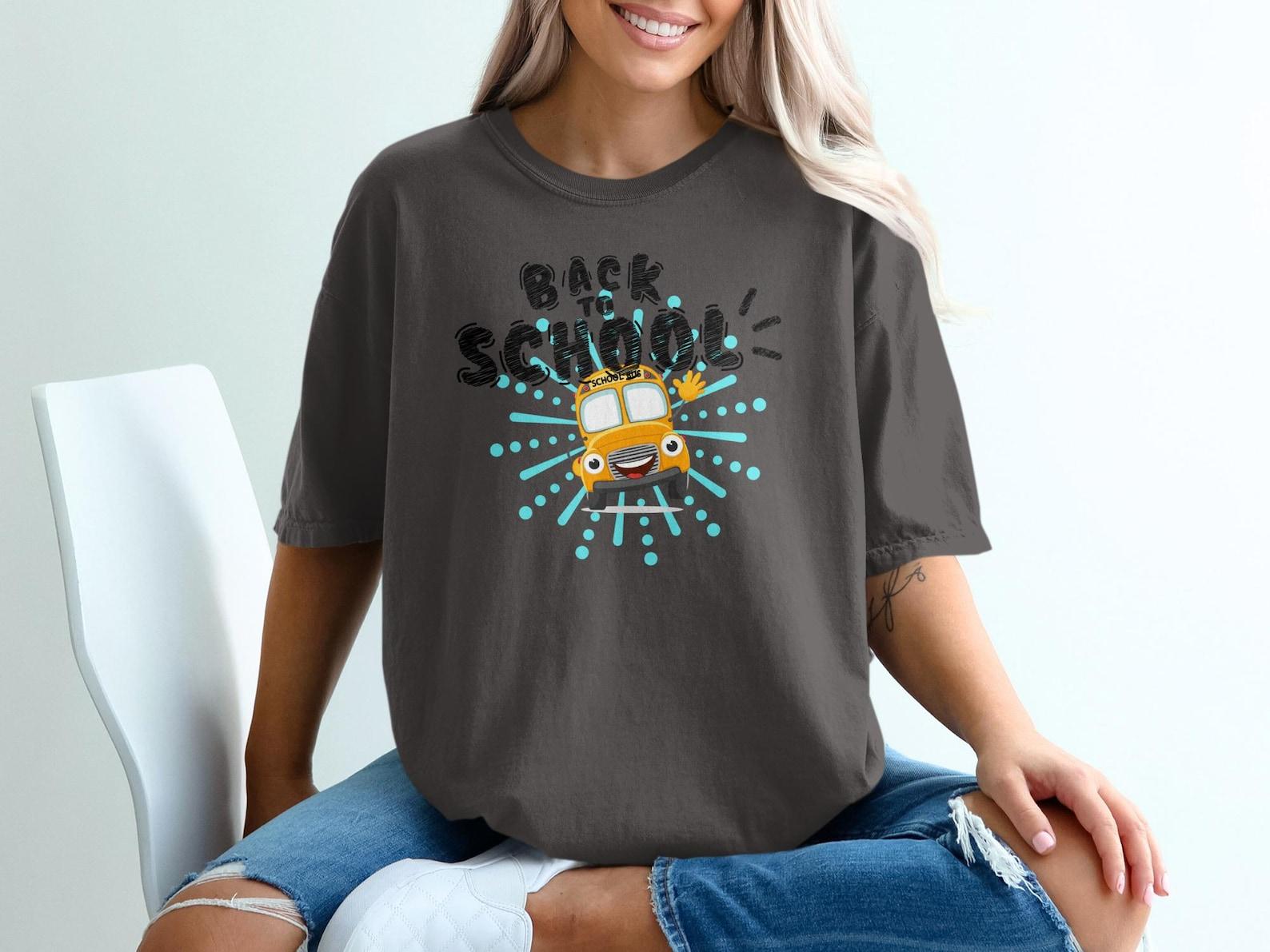 Happy School Bus T-Shirt, Back to School, Kindergarten Student, Teacher Tee XL