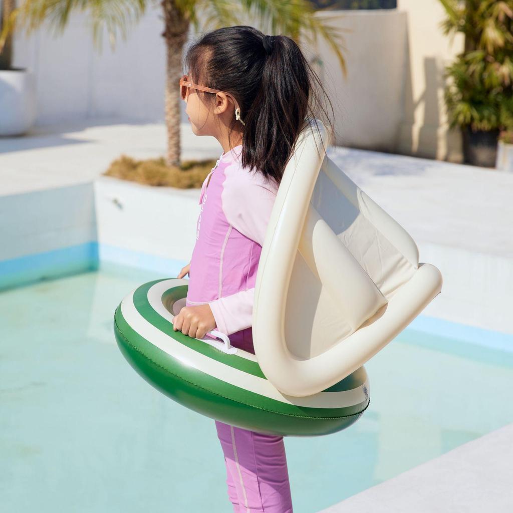 Xiaolu Danish Striped Baby Inflatable Swim Ring with Sunshade and Handles