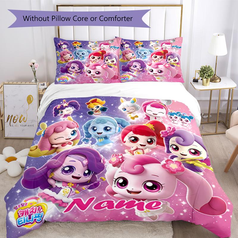 3pcs Custom Name Twinkle Catch Teenieping Bedding Set Duvet Cover Closure Includes 1 Duvet Cover & 2 Pillowcases, Soft and Comfortable for All Seasons