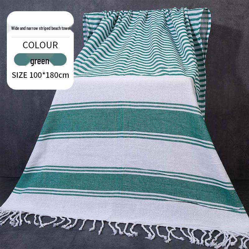 Large & Thick Tassel Turkish Beach Towel – Absorbent, Outdoor Sunscreen Bath Towel