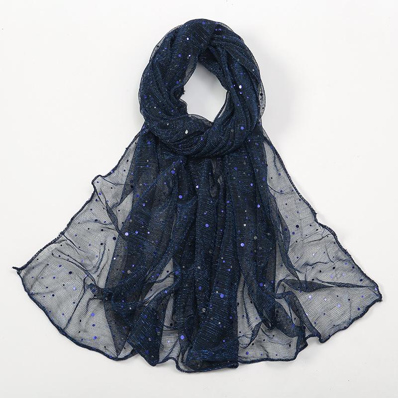 New Sequin Gold Silver Thread Women Scarf Girls Summer Solid Sunscreen Thin Scarves Soft Foulard Shawl Casual Female Wrap Shawls