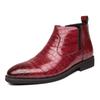 Men'S Winter Fashion Chelsea Ankle Boots Pointed Alligator Pattern Casual High Tops Luxury Designer Shoes