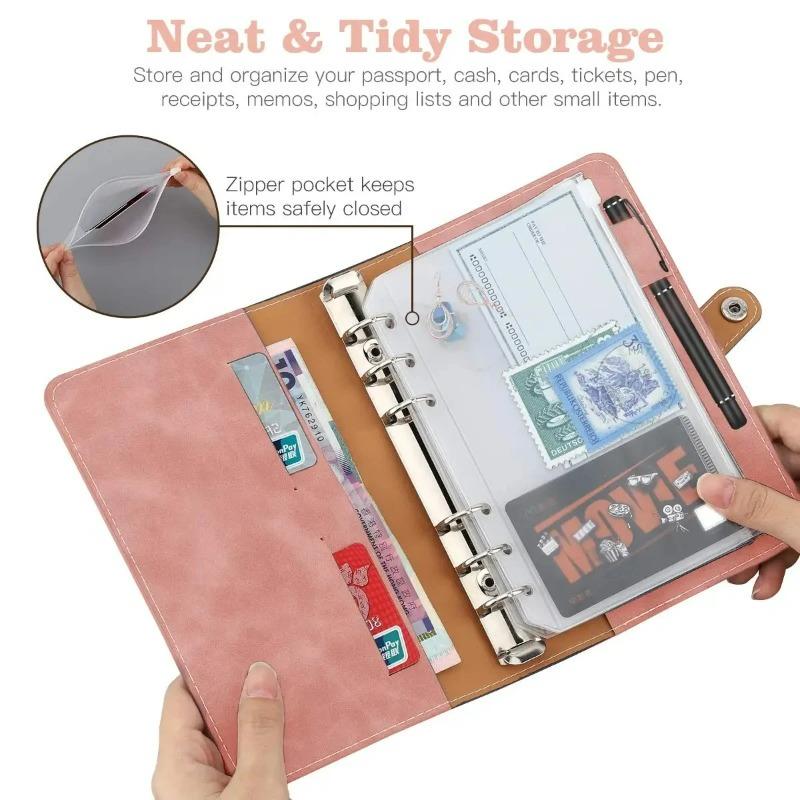 A6 Budget Binder Planner Notebook Cover PU Loose-leaf Handbook 6 Holes Binder Diary Agenda Paper Cover Stationery