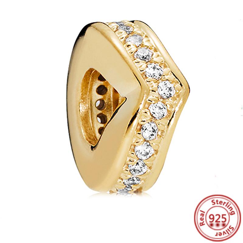 Cobre 925 Corazón de Amor Dorado Trébol de Cuatro Hojas Ángel Sol Árbol Plumas Cuentas DIY Ajuste Pulsera de Abalorios Original Pantaro Zircón Fino