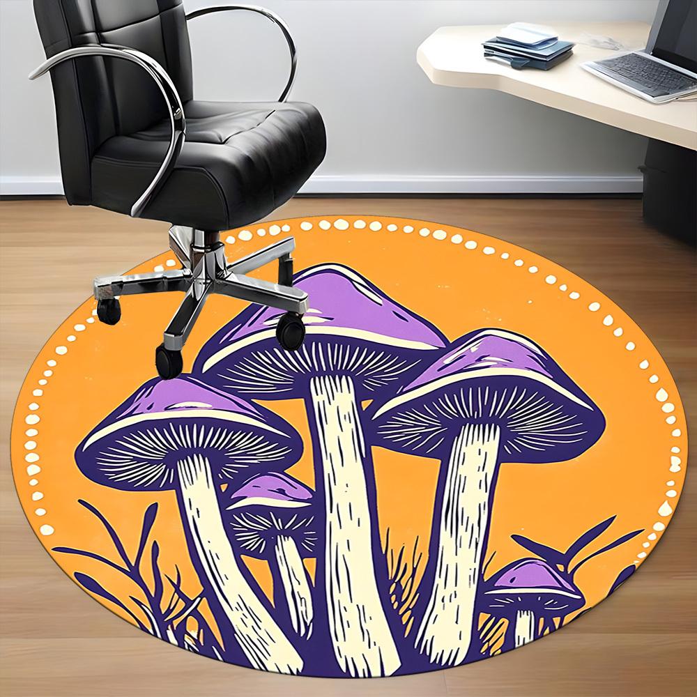 1pc Mushroom Fantasy Office Round Area Rug, Mat Suitable For Office, Under Office Chairs Bedroom Living Room Home Decor, Room Deco