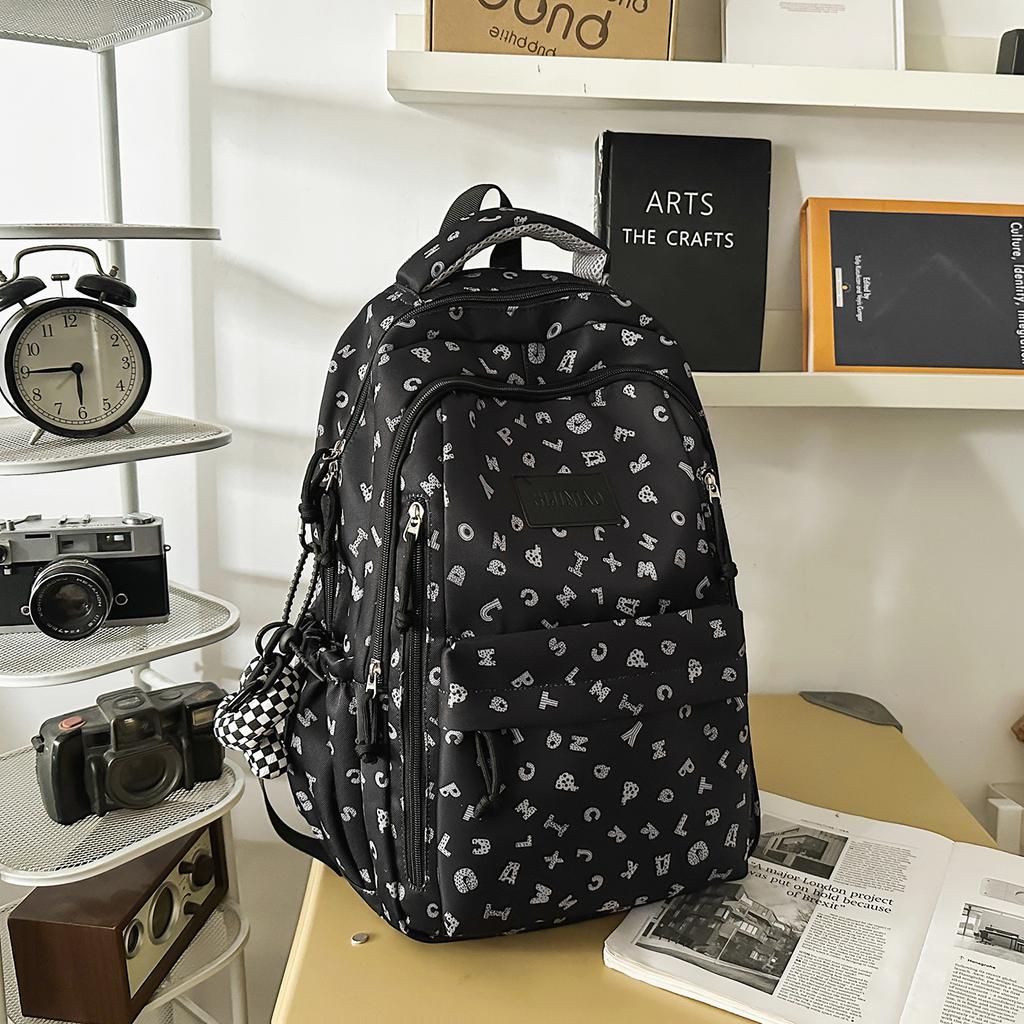 Schoolbag College Style Japanese Style Shoulder School Bag High School Boys Printed Simple Fashion Elementary School Boys Men's Lightweight Backpack