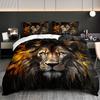 3pcs Fierce Lion King Bedding Duvet Cover Set Abstract Lion Bedding Quilt Set Wild Animal Themed Bed Set Luxury Bedroom Decor