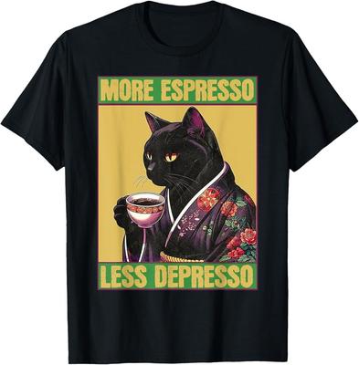 Gatto Più Espresso Meno Depresso T-shirt unisex
