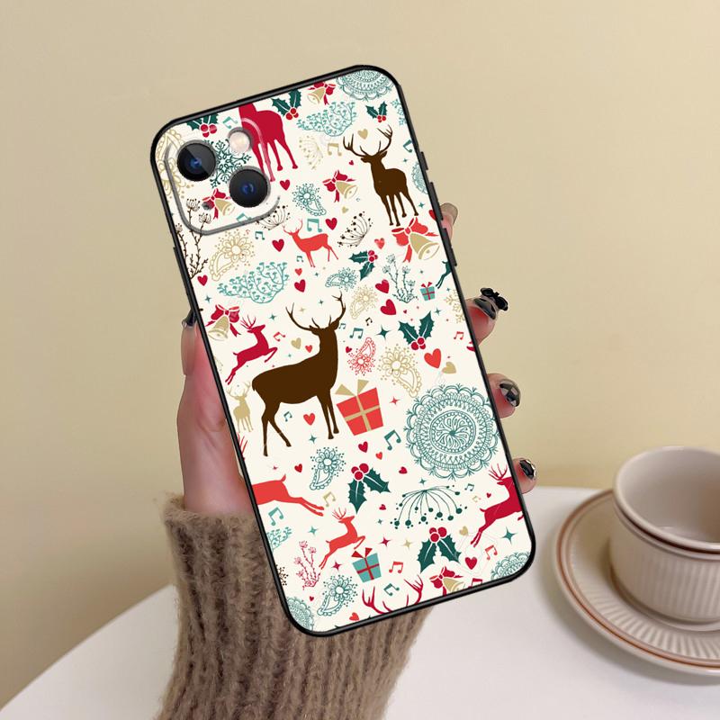 Weihnachts-Nikolaus nahtloses Hirsch-Handyhülle für iPhone 16 Pro Max 14 13 12 11 15 17 Pro Max mini Plus 16e 17 Air Cover Funda