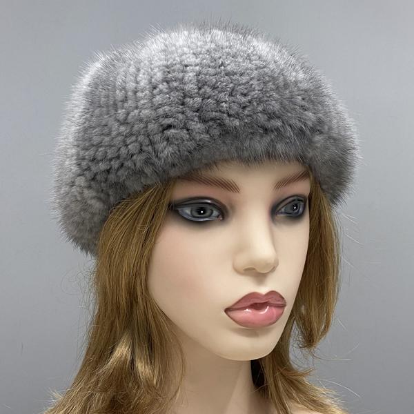 

Женские береты из меха норки, вязаные зимние шапки из натурального меха, высокое качество, один размер, эластичные One Size