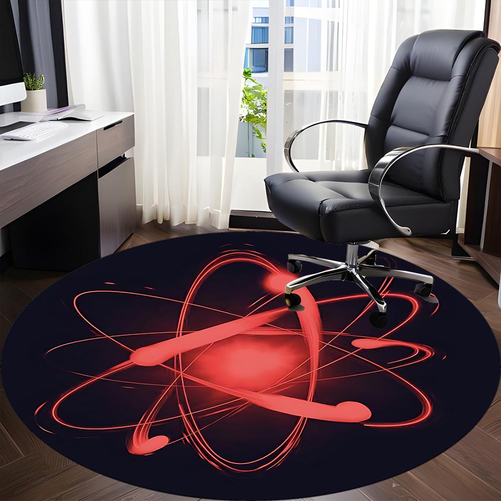 1pc Atom Science Carpet for Office Non Slip, Round Carpet, Soft & Comfortable, Carpet for Office, Lightweight Round Floor Mat