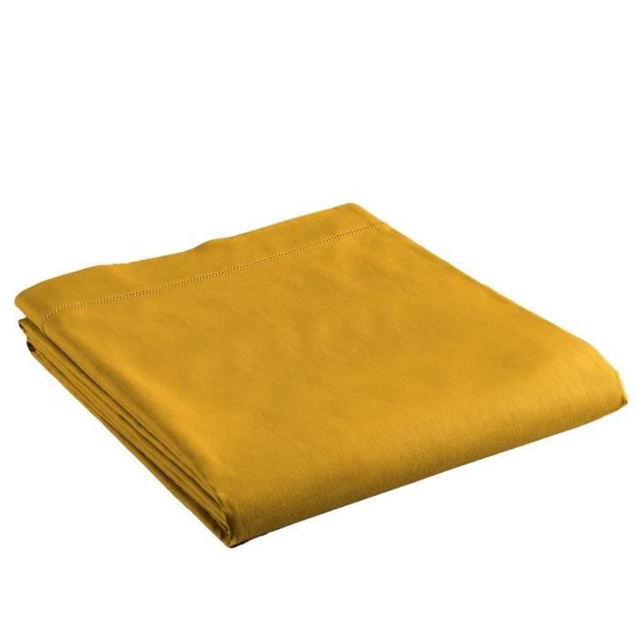 Drap plat - Emotion - 240 x 300 cm - 100% coton - Jaune curry - OEKO-TEX®