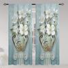 Sunflower Vase Printed Drapes , Rod Pocket Windowpane Treatment for Girls Bedchamber , Office , Kitchen ,LivingroomSpace,HouseholdDecoration