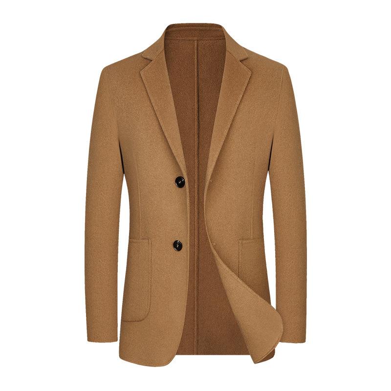 

100% шерстяной костюм двусторонний шерстяной костюм корейская версия приталенный однотонный шерстяной костюм мужское пальто 190 хаки