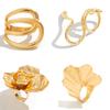 Ingemark 6 Styles Unique Large Petal Flower Twisted Wave Rings for Women Vintage Geometric Adjustable Ring Jewelry Steampunk Men