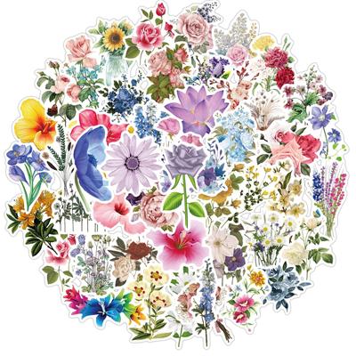 50 Ins Style Flowers Graffiti Stickers Suitcase Motorcycle Trolley Case Notebook Waterproof Stickers