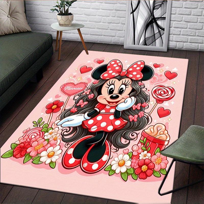 1pc Minnie Pattern Area Rug Soft Flannel Floor Mat for Living Room,Office,Bedroom and Carpet,Sofa Coffee Table Floor Mat