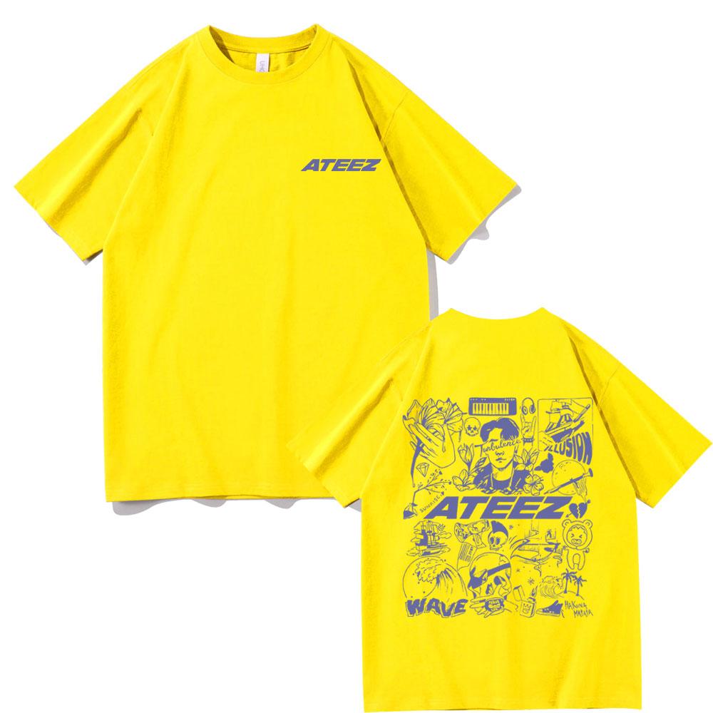Korean Fashion Trend Ateez Kpop Graphic Print Tshirt Male Y2k T-shirts Concert Fans Gift Unisex Women's Casual Oversized Tee Shirt