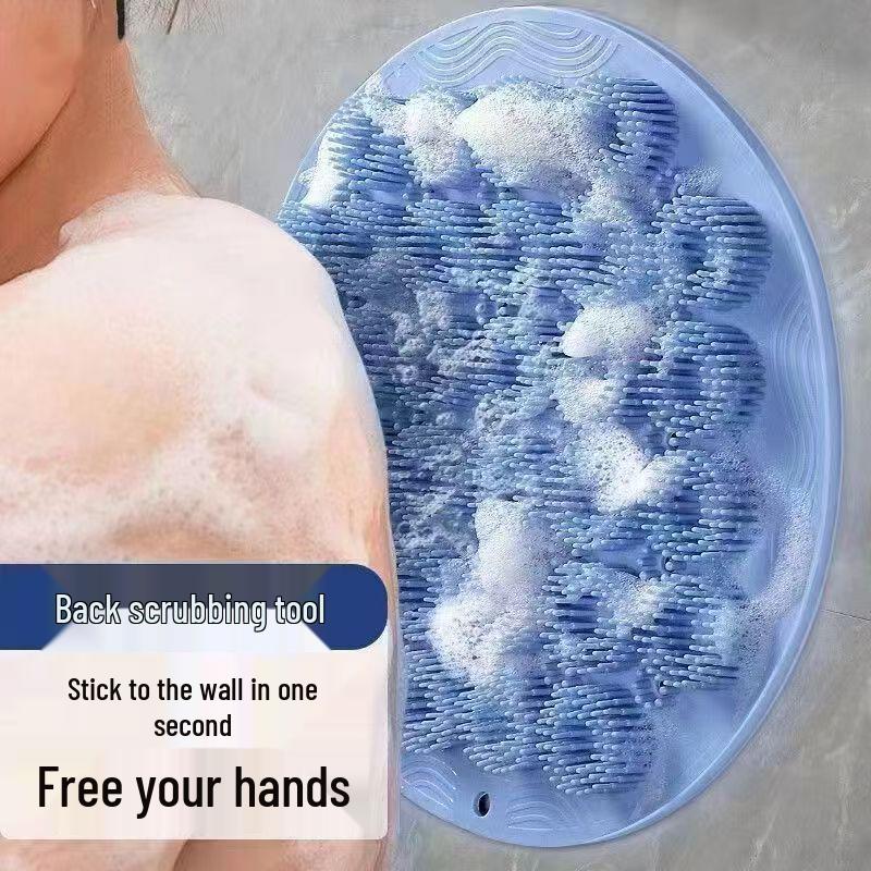 Wall-Mounted Silicone Back & Foot Scrubber with Suction Cups - No Assistance Needed