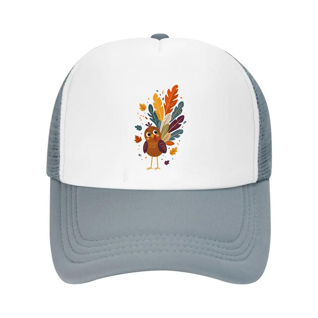 Whimsical Thanksgiving Bird Feather Mesh Baseball Cap Casual Hat Outdoor For Womens Unisex FeUnisex