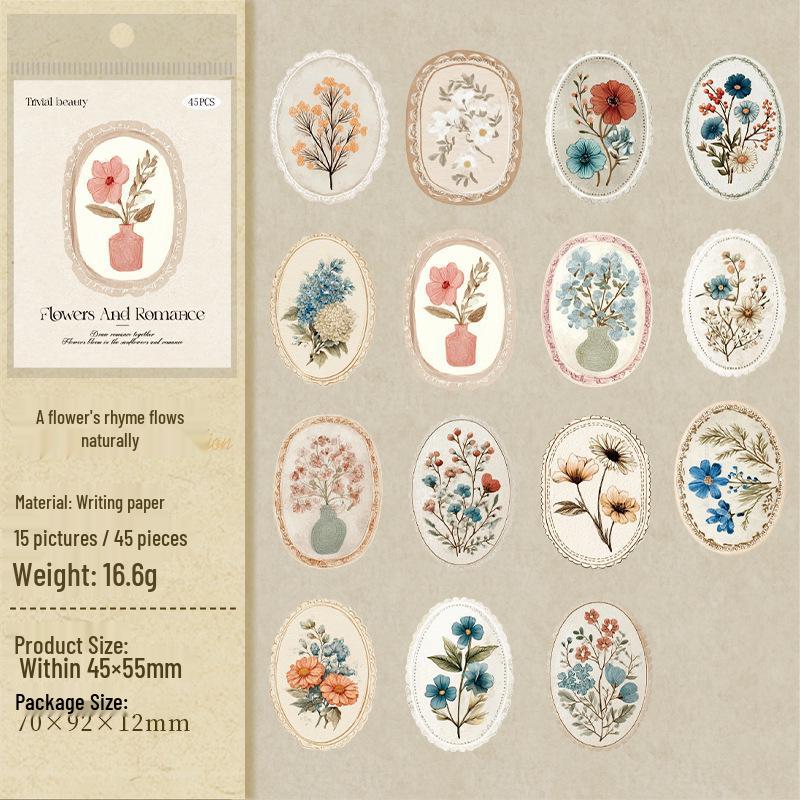 Secret Garden Retro Floral Sticker Pack: Journal & Collage Decoration Gift Set