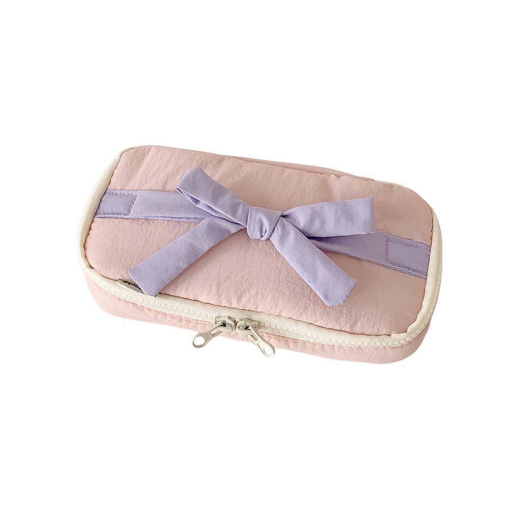 Desktop Storage Bow Stationery Bag Sweet Lace Bow Pencil Pouch Korean Style Pencil Case  Office