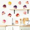 Fresh Dessert-themed Wall Sticker with Watercolor Hand-drawn Fruit Cake Pattern As The Background