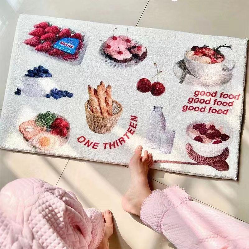 

Ins Ветер Абсорбирующий Дизайн Пищевой Ковер Реалистичный Ветер Спальня Кровать Одеяло Коврик Для Пикника Имитация Кашемира Мягкий Ковер Fufu 40*60cm[crystal velvet]