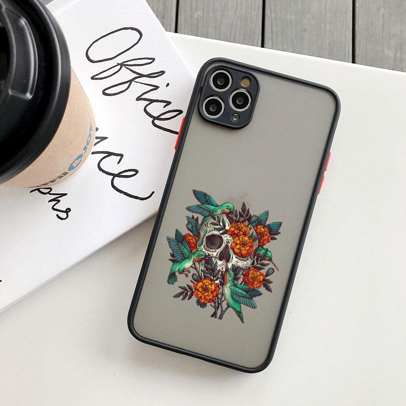 

Skeleton Skull Flowers Pattern Phone Case For iPhone 11 14 12 13 15 16 Pro MAX Mini XR X XS 7 8 Plus SE2 Shockproof Back Covers iphone 16
