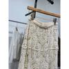 DIMANAF 2025 New Skirt Women Knitting Lace Long Holiday Solid Hollow Out Sexy Hollow Summer Style Loose Basic Dress