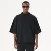 Men's Trendy American Street Style Heavyweight Loose Fit Pure Cotton T-Shirt, Plus Size, Short Sleeve, Small Collar