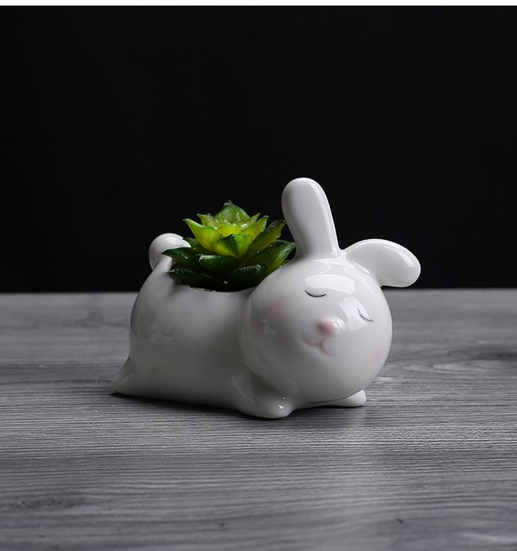 Creative Home Gardening Ceramic Succulent Flower Pot, Cute Desktop Potted Plant New Animal Ceramic Flower Pot Ornament