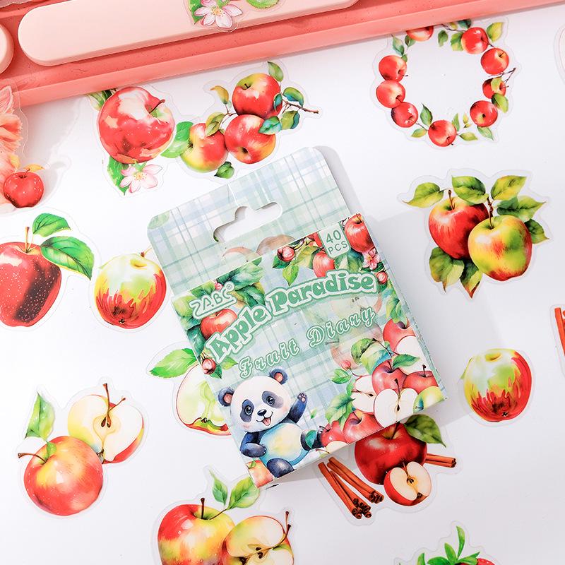 ZABC Transparent Boxed PET Die-cut Stickers - Fresh Fruit Diary Series, 40 Pieces
