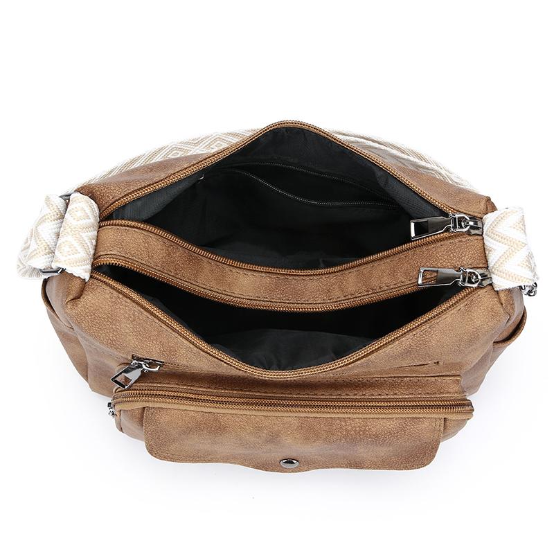 Vintage Soft Leather Bag Women's Large Capacity Multi-compartment Mother Bag Crossbody Bag