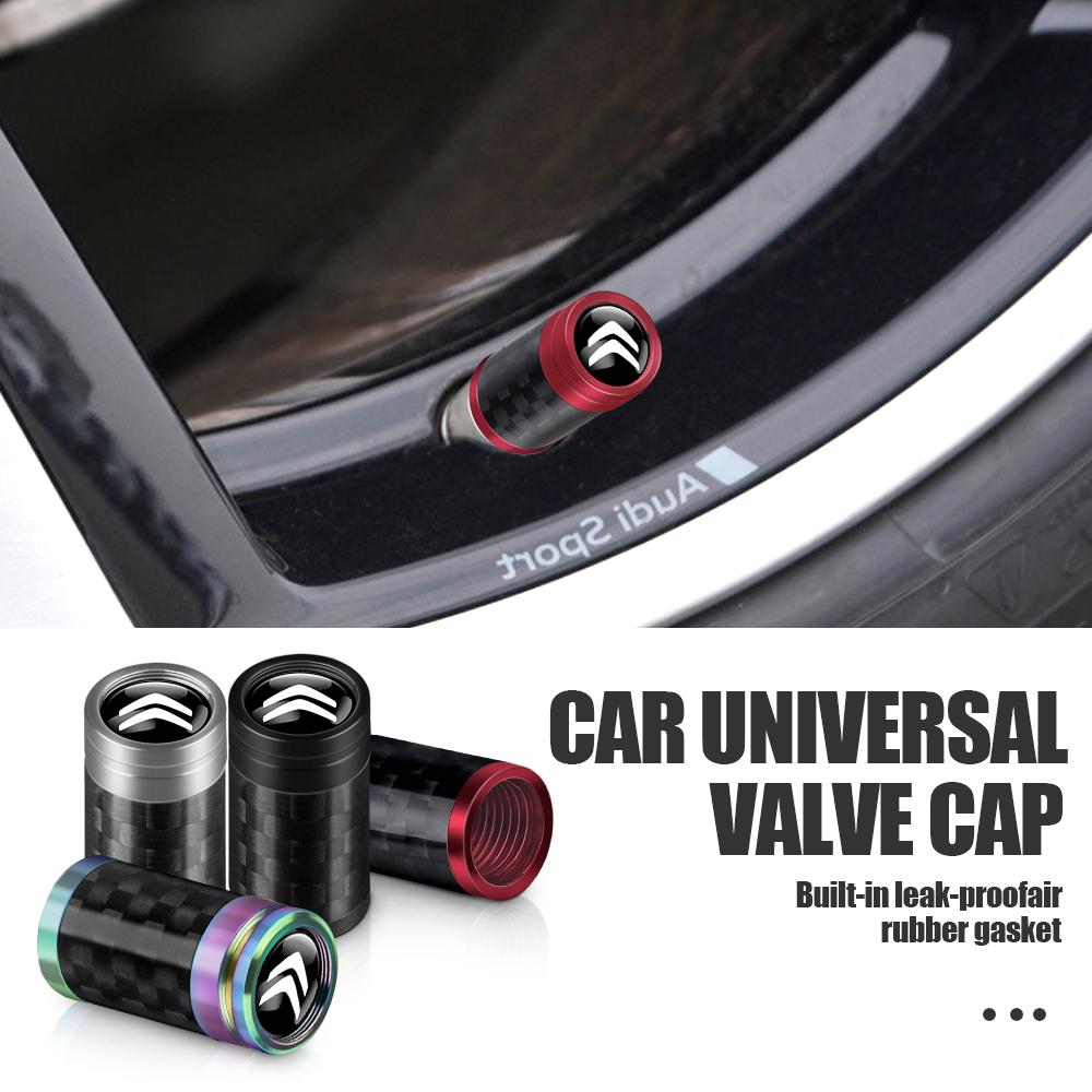4pcs Car Carbon Fiber Wheel Tire Valve Stem Caps For Citroen C4 C3 C5 C1 C2 VTS Berlingo C-Elysee C4-Picasso C4-Aircross DS amv123