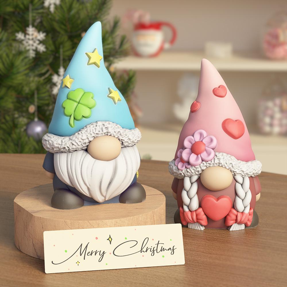 Christmas Love Heart & Four-Leaf Clover Gnome Candle Mold