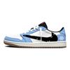 Travis Scott x Air Jordan 1 Ice Origin Crushed Snow 7.0 Low Resistente ao Deslizamento Cano Baixo Tênis de Basquete Vintage DZ4137-700(Equipe 1897-)
