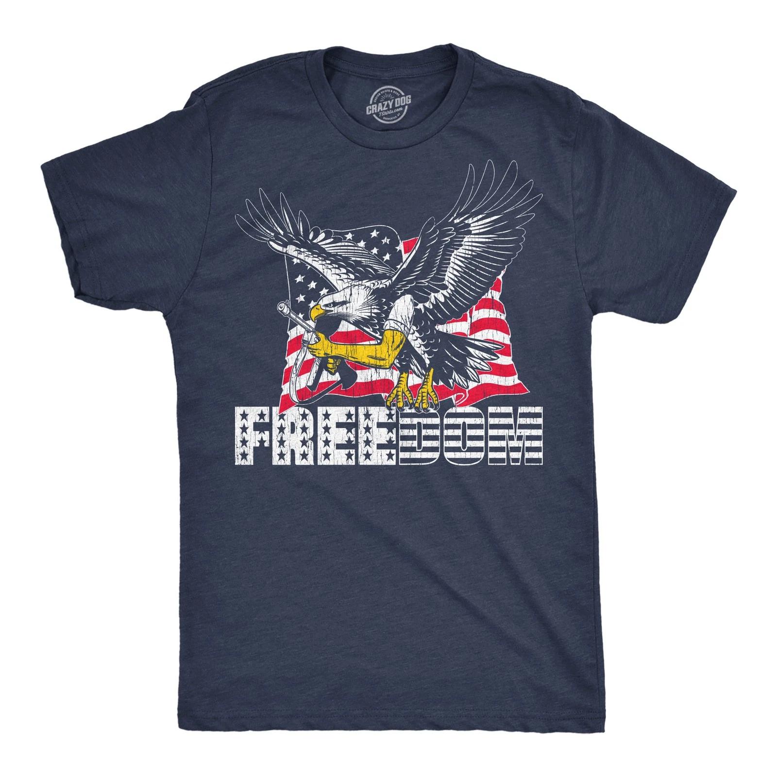 Mens Funny T Shirts Freedom Eagle Sarcastic Fourth Of July Graphic Novelty Bald XS