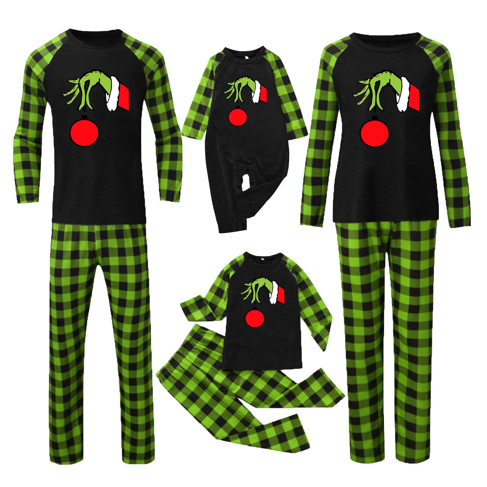 

Christmas Fashion Plaid Printed Parent-Child Homewear Casual Suit