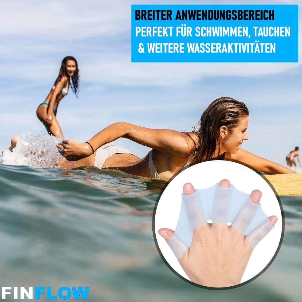 FINFLOW Schwimmhandschuhe Schwimmhäute Schwimmflossen Handschuhe Silikon Paddel