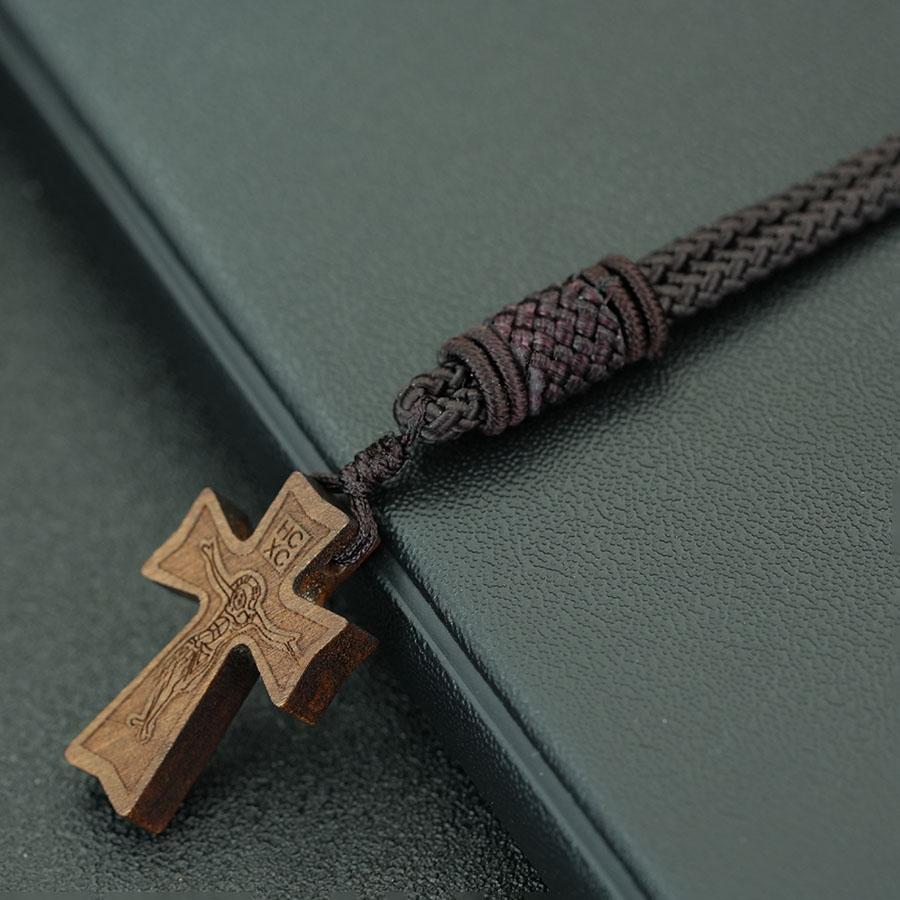 5 Styles Christian Jesus Cross Pendant Necklace Men Premium Selected Dark Brown Rope Chain Meditation Healing Neck Accessories