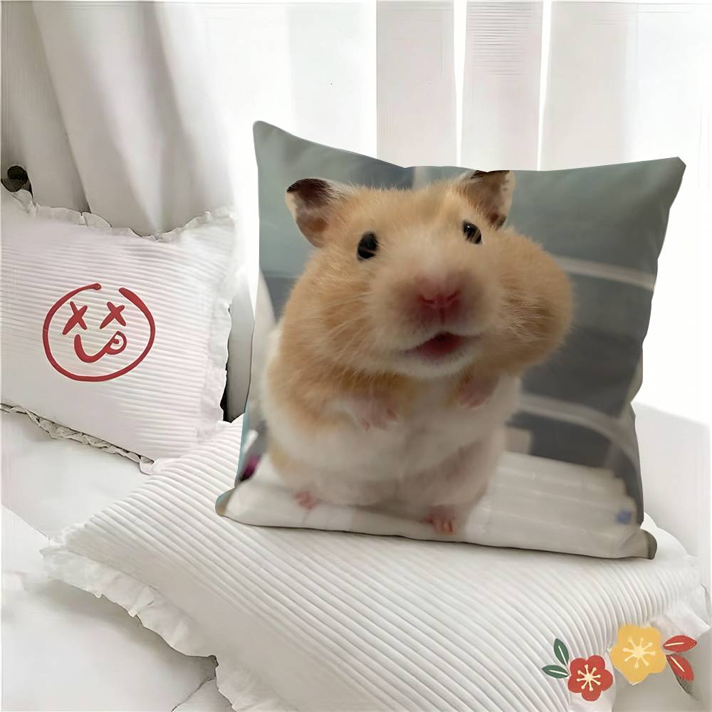 pc Kawaii Hamster Anime Pillow Case Fashion Square Pillowcase Bedroom Sofa Room Ins Decoration Leisure