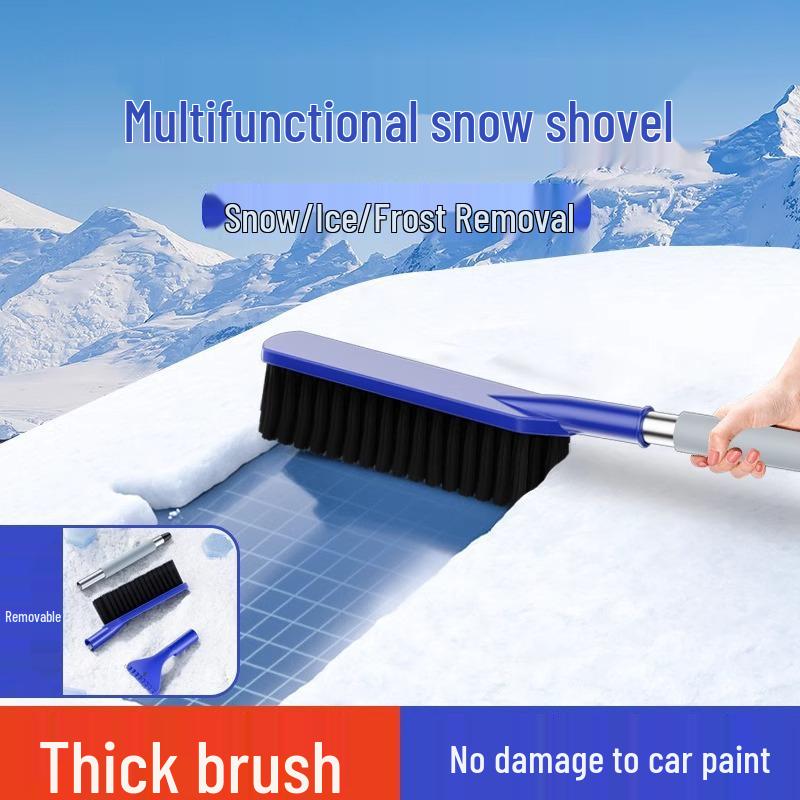 Two-in-One Car Snow Shovel & Ice Scraper with Long Handle for Winter