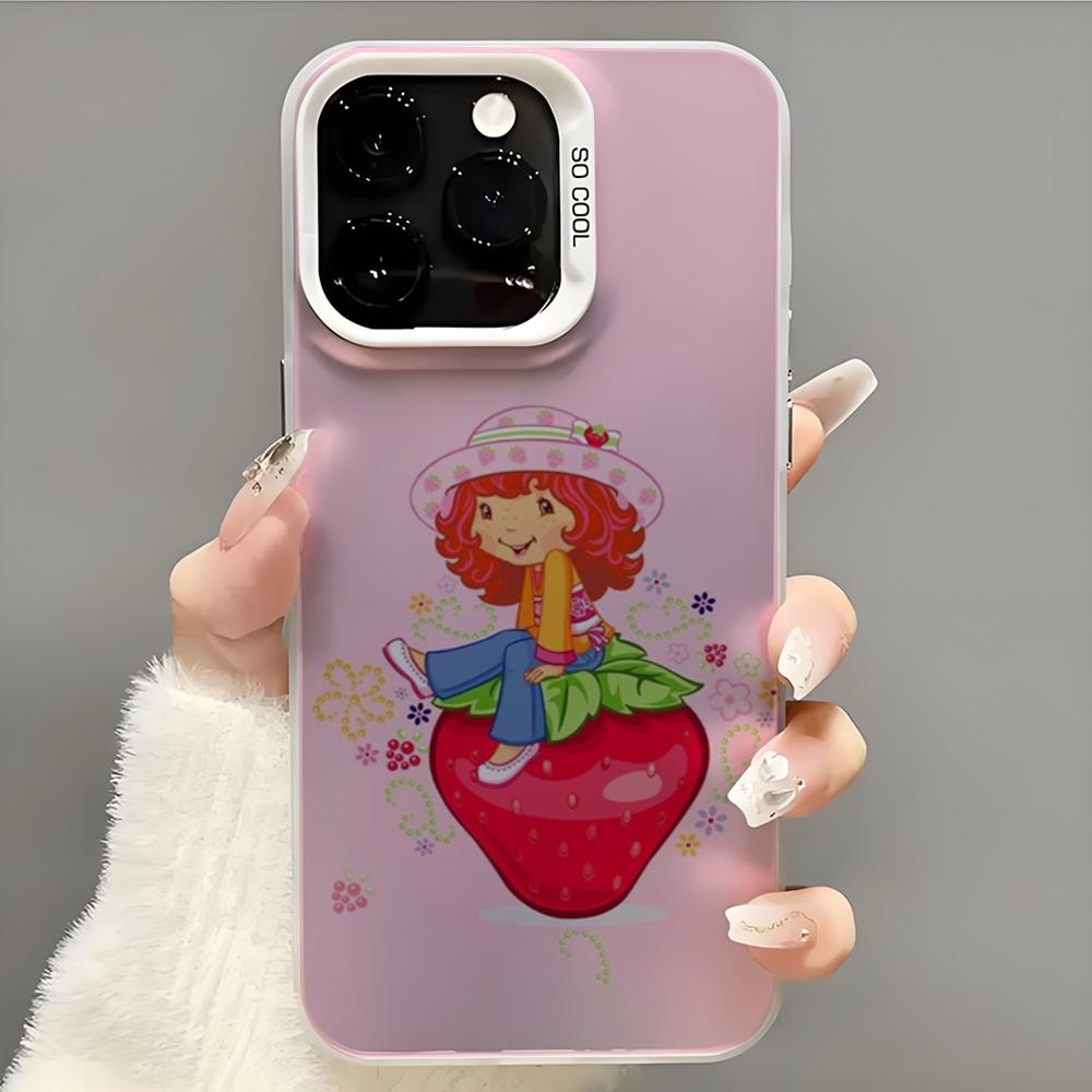 Girl Pink Strawberry S-Shortcake Phone Case  Phone Case For iPhone 14 16 15 11 12 13 Pro Max Mini Plus Shockproof Cover