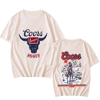 T-shirt Bière Rodéo Femmes Hommes Country Western Vieux Rodéo Vintage Cadeau T-shirt Festival Haute Qualité Été Coton Manches Courtes