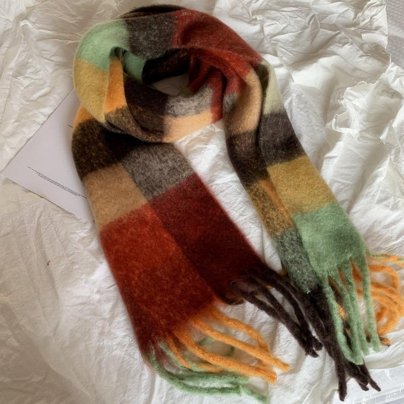 Thickened warm scarf women's winter versatile wool scarf soft waxy lengthened new shawl sense of quality